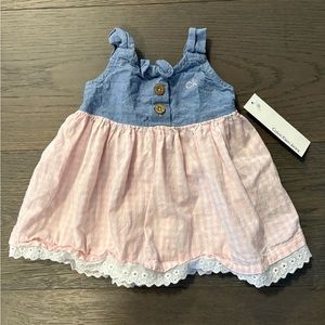 CK pink plaid baby dress 3-6M NWT retail $98